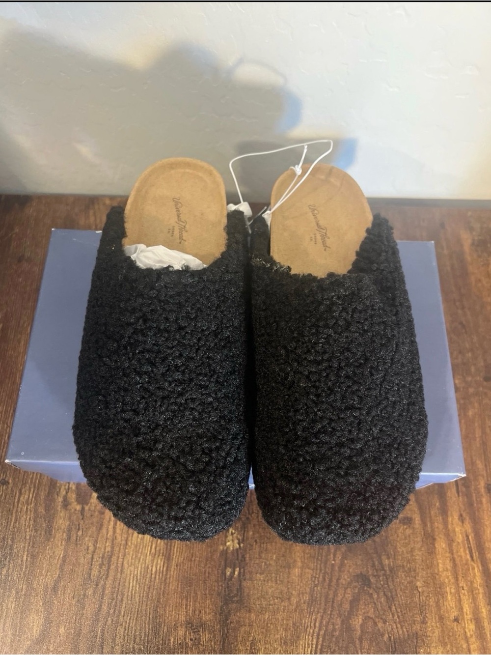 Cozy Black Sherpa Slip-On Clogs Shoes Size 6.5